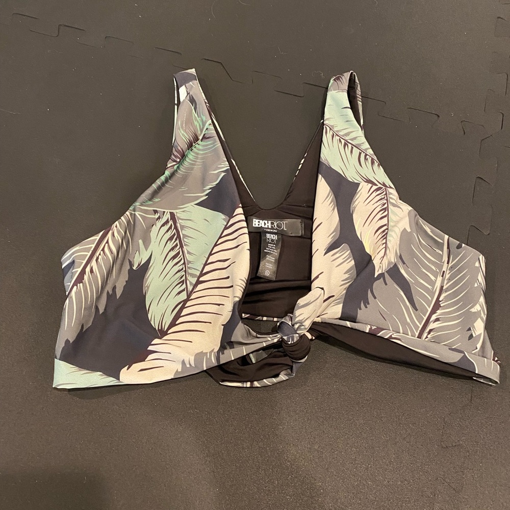 Beach Riot Black and Green Leaf Print bikini